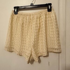 Elegant Cream High Waist Women's Shorts